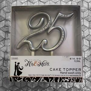 NWT Studio “Number 25” Silver Cake Topper